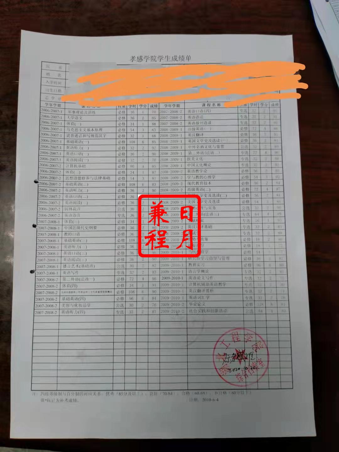 湖北工程学院中文成绩单打印代办案例.jpg