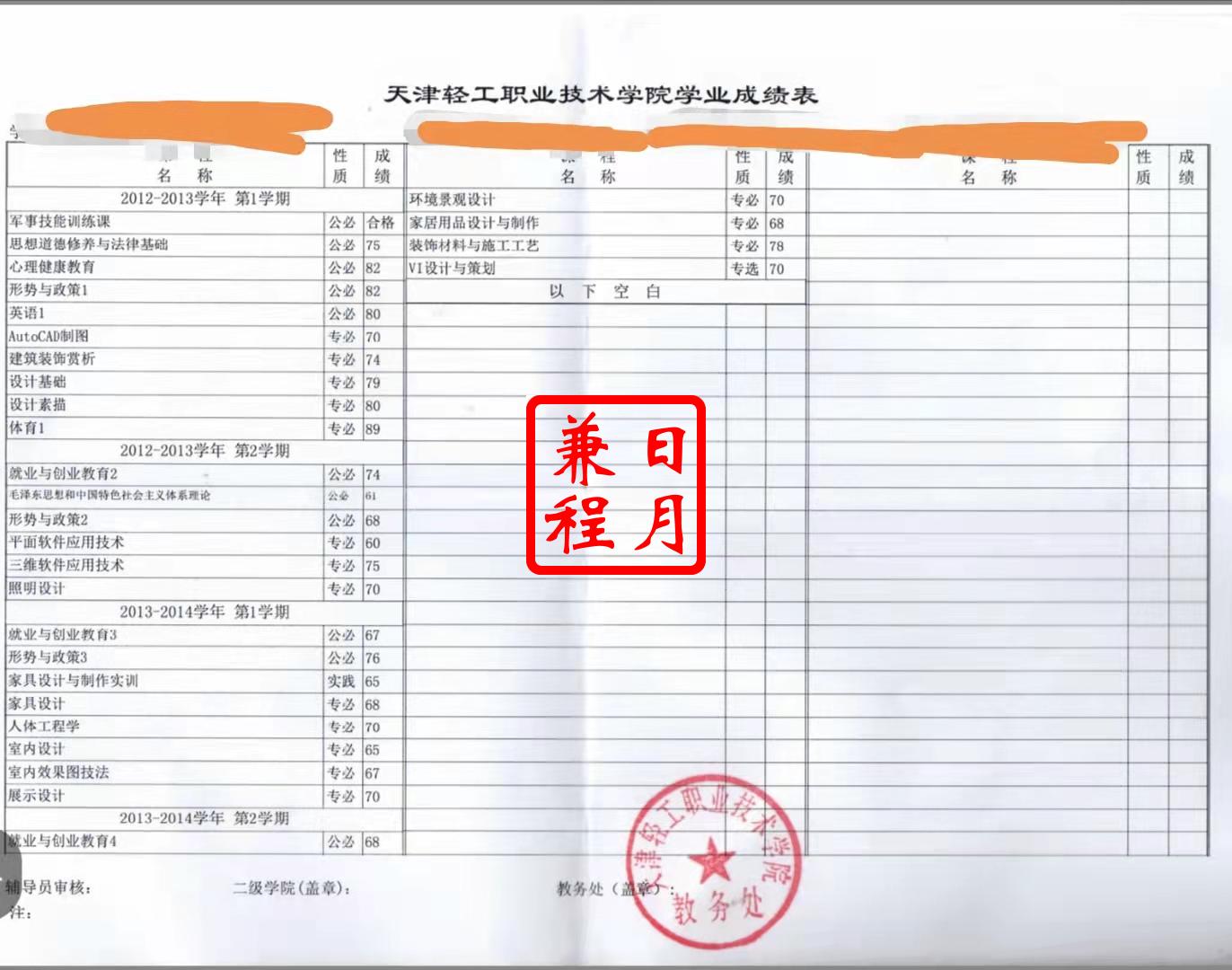 天津轻工职业技术学院中文成绩单打印代办案例.jpg